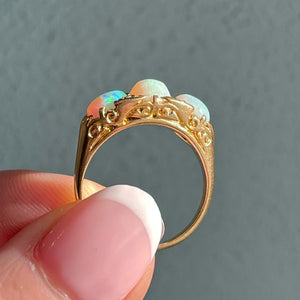 Edwardian Opal Diamond Ring 18k Gold Dated 1901