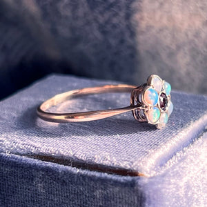 Edwardian Gold Opal Ruby Cluster Ring