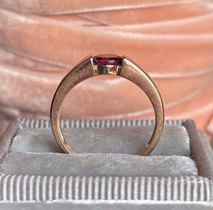 Vintage Rhodalite Garnet Solitaire Ring 9k Gold