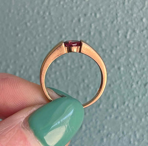 Vintage Rhodalite Garnet Solitaire Ring 9k Gold