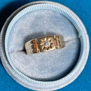 Antique 18k Gold Diamond Gentleman’s Ring, c. 1890