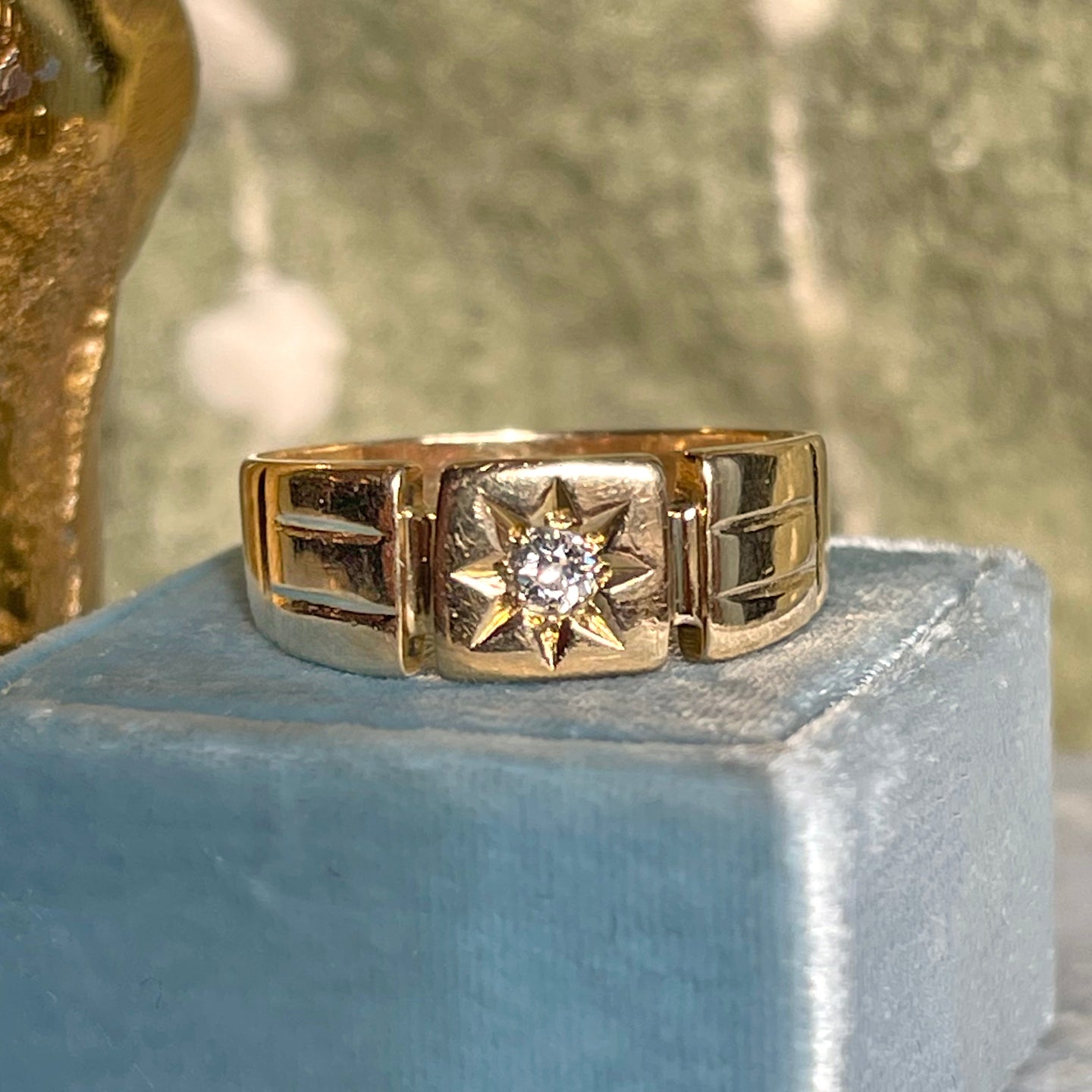 Antique 18k Gold Diamond Gentleman’s Ring, c. 1890