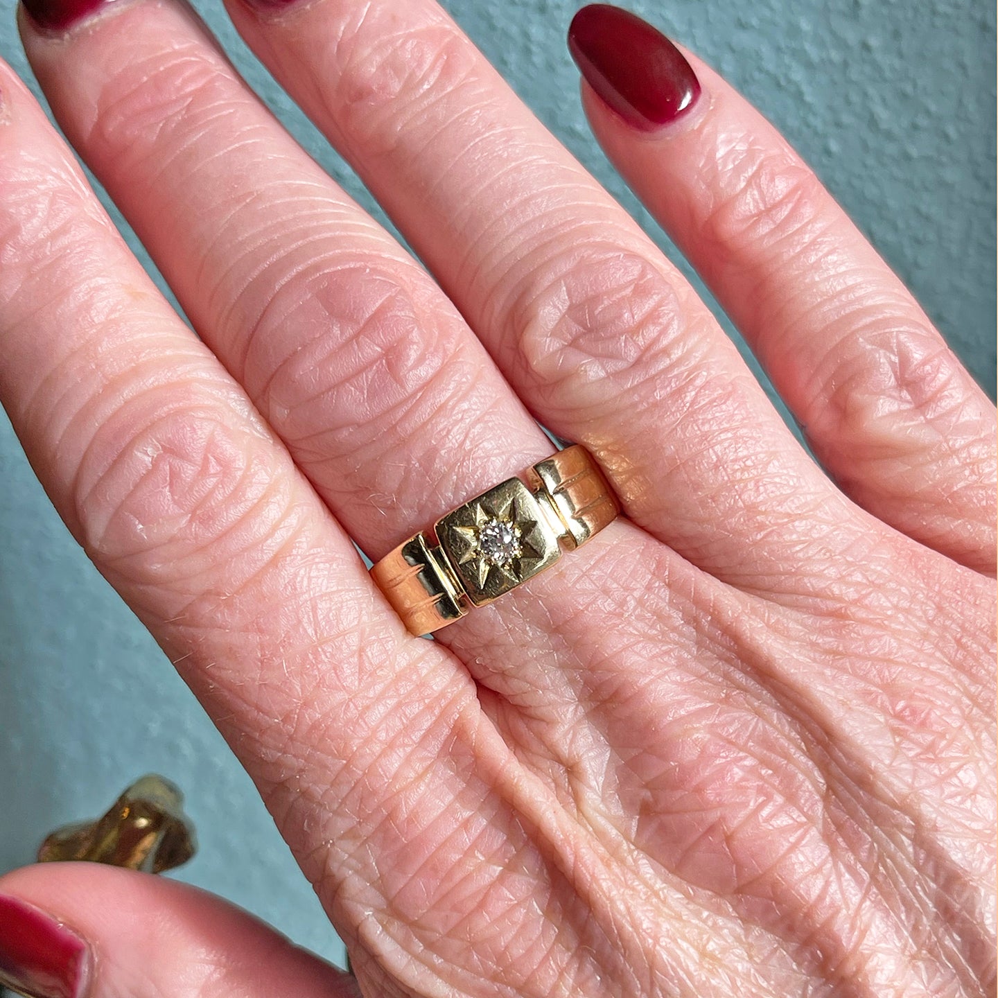 Antique 18k Gold Diamond Gentleman’s Ring, c. 1890