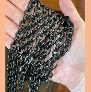 Victorian Hand-Carved Mourning Chain Necklace, c. 1860