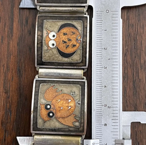 Perli Enamel Mid-Century Owls Bracelet in Metal