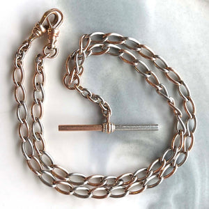 Edwardian Platinum Gold Watch Chain Necklace