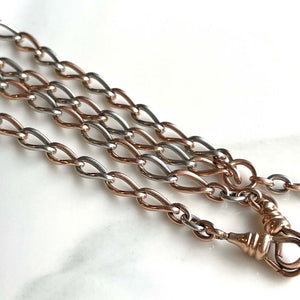 Edwardian Platinum Gold Watch Chain Necklace