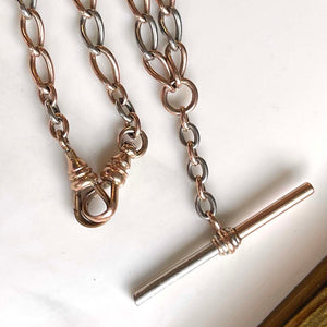 Edwardian Platinum Gold Watch Chain Necklace