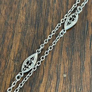 Antique French Art Nouveau Silver Station Chain with Lily of the Valley Motif