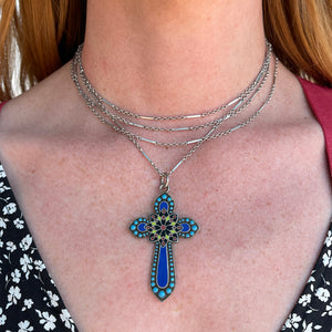 Antique Enamel and Turquoise Cross Pendant, c. 1900