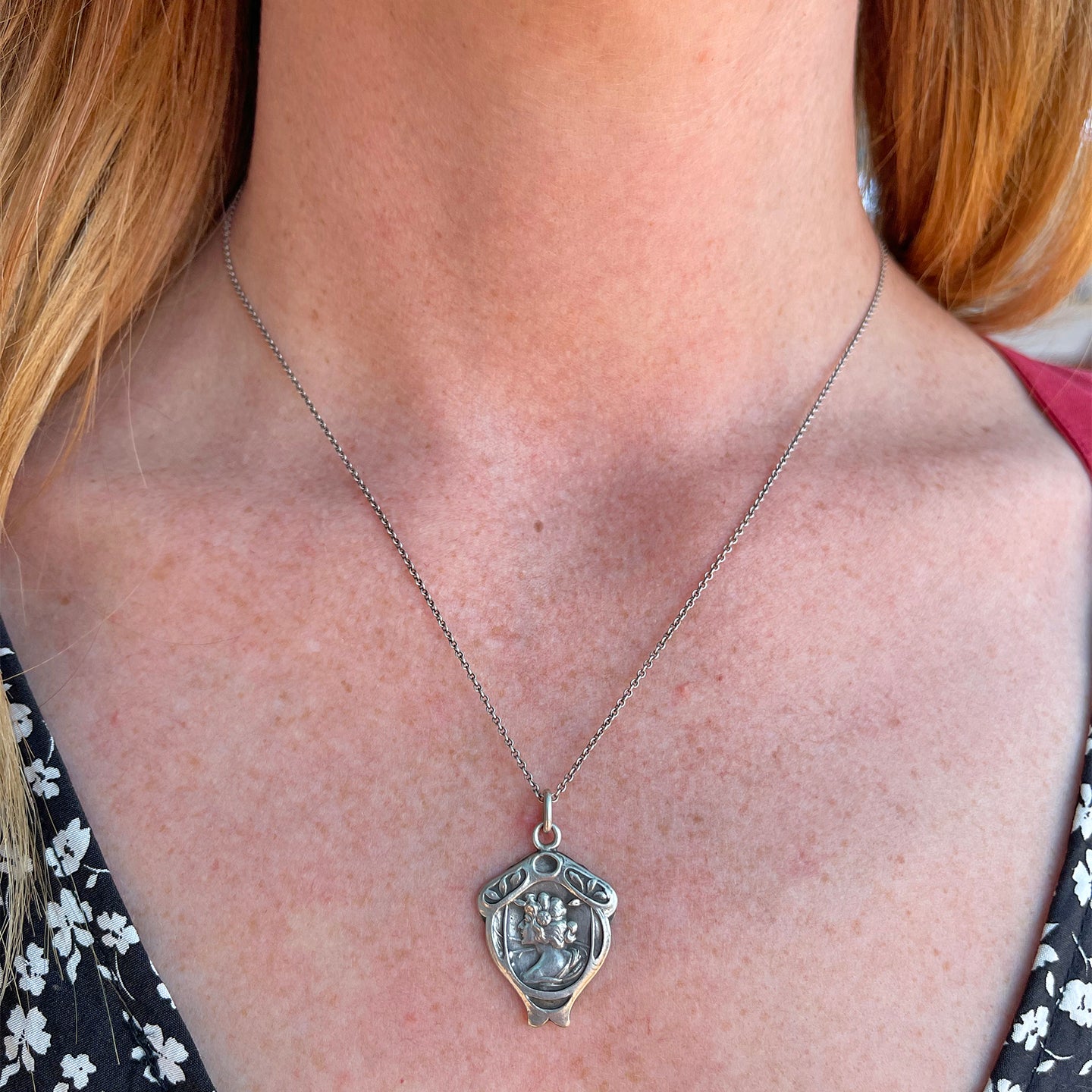 Silver Art Nouveau Pendant, French c. 1910