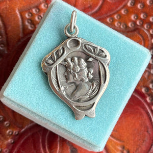 Silver Art Nouveau Pendant, French c. 1910