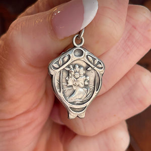 Silver Art Nouveau Pendant, French c. 1910