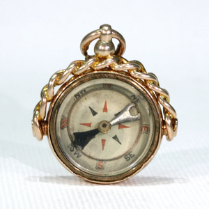 Antique Edwardian Gold Compass Fob Pendant - Victoria Sterling