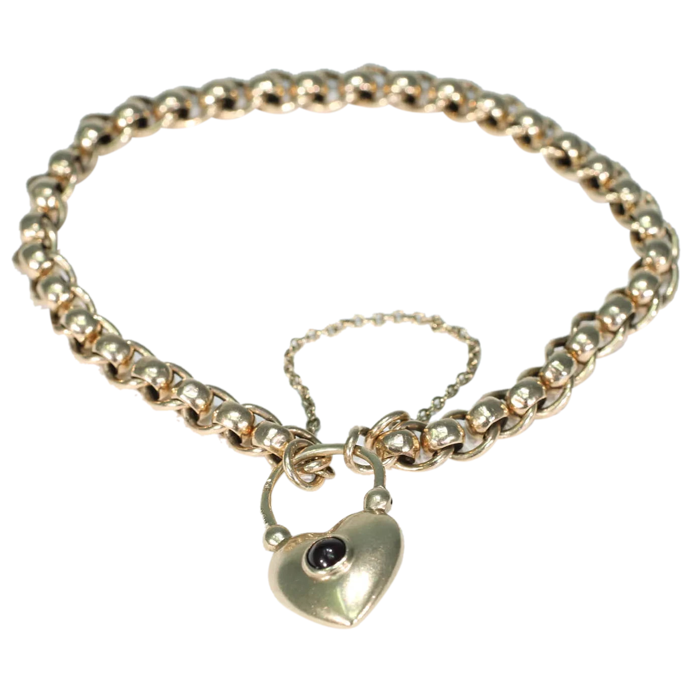 Edwardian Link Charm Bracelet with Heart Lock Charm in 9K Rose Gold - The  Verma Group