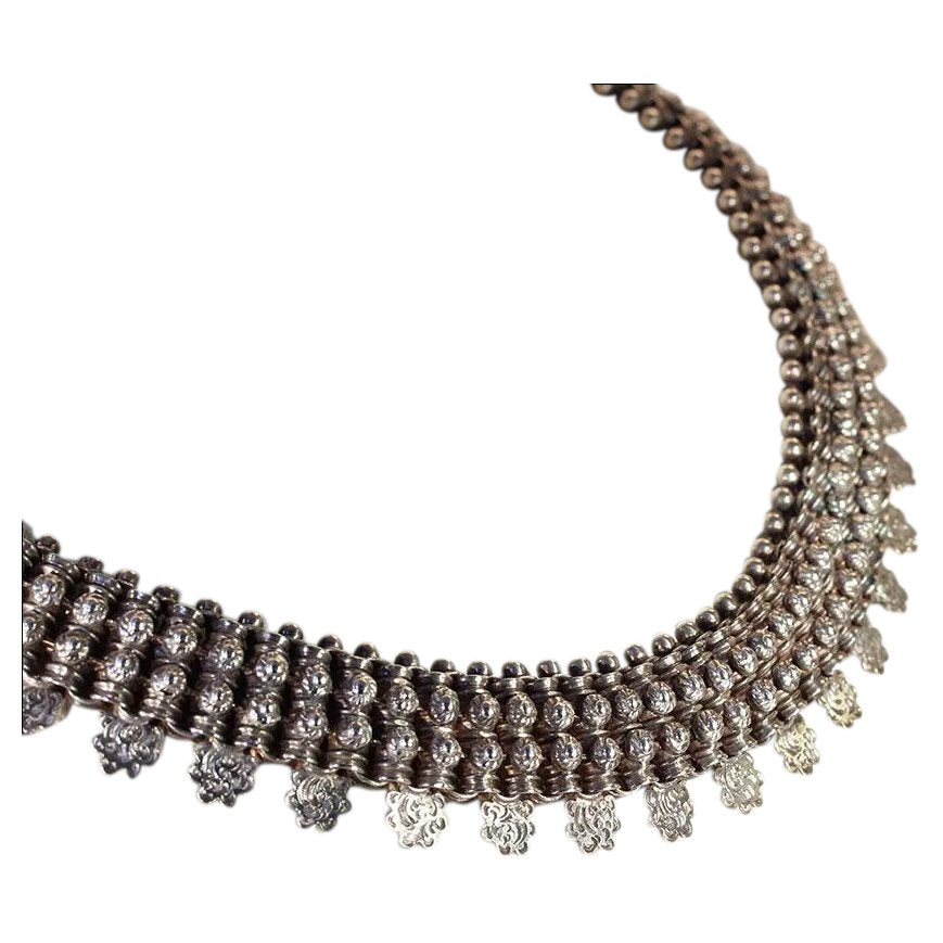 Elaborate Antique Victorian Silver Collar Necklace