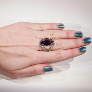 Mid-Century Modern Amethyst Silver Ring by Otto Rasmusen