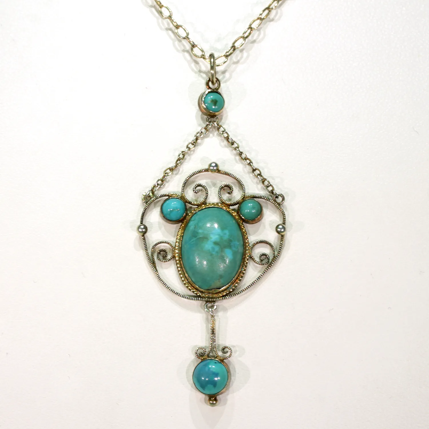 Silver Turquoise Drop Pendant - Victoria Sterling