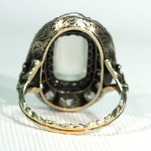 Stunning Victorian Diamond Moonstone Cluster Ring 15k Gold Silver